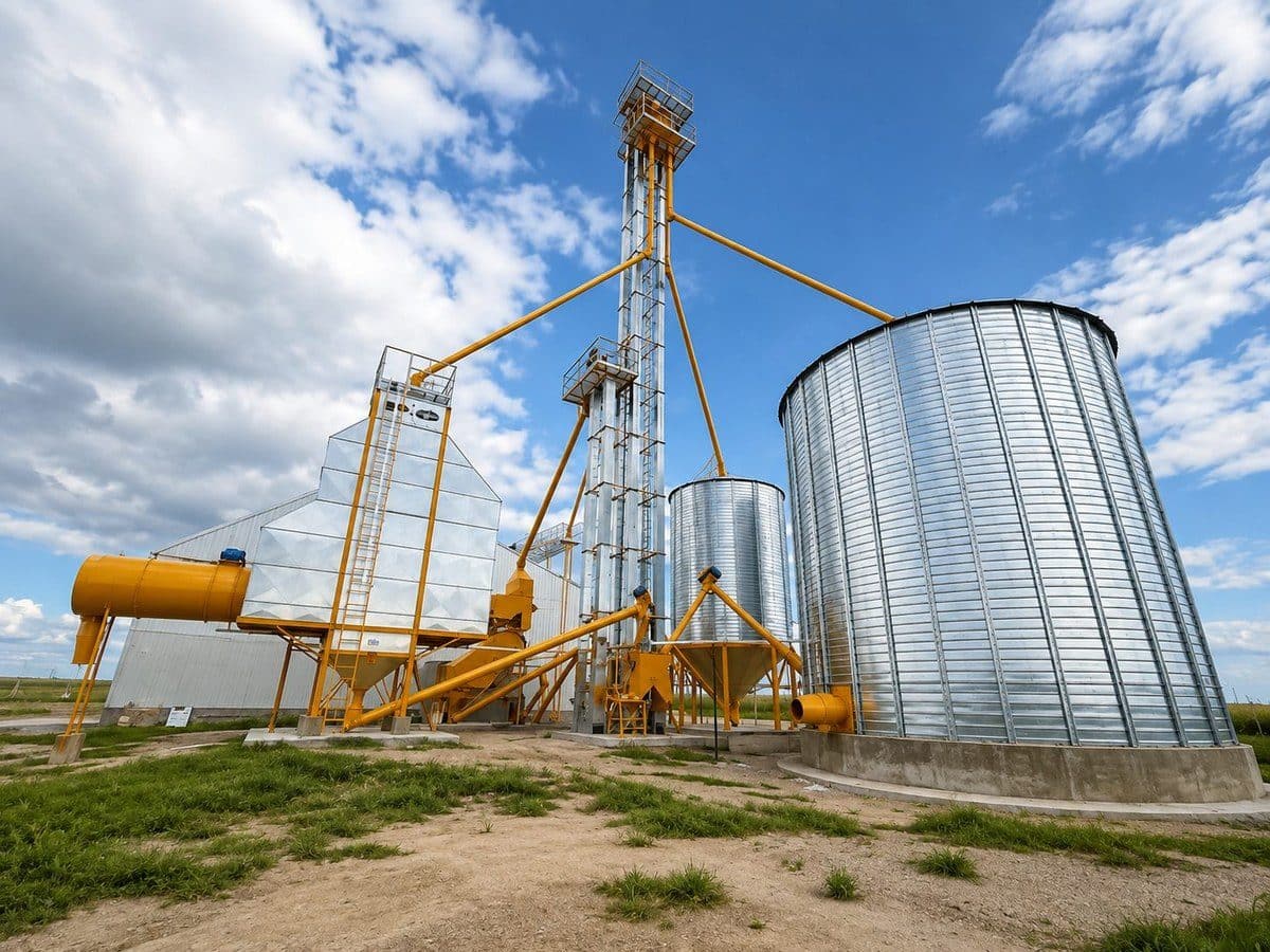 Silos de hormigón y noria